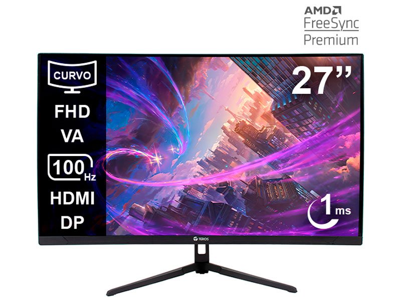 MONITORES TEROS CURVO TE-2732S/ 100HZ/ 1MS/ FHD/ HDMI/ DP/ VESA/ FREESYNC/ 27 pulgadas
