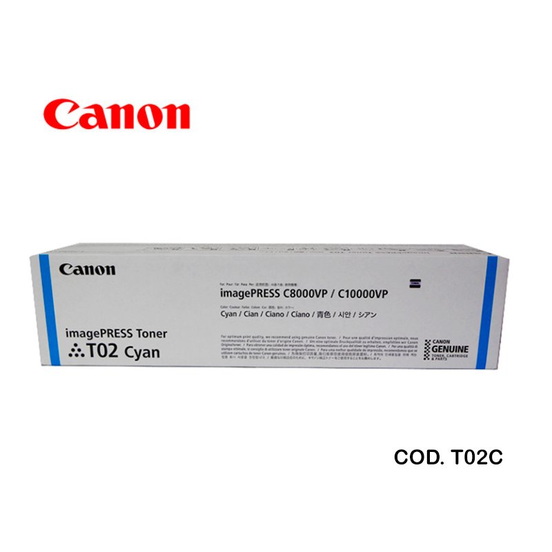Toner Cyan T02 – Canon IPR C10010VP Rendimiento 43.000 Paginas